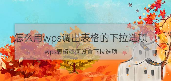 怎么用wps调出表格的下拉选项 wps表格如何设置下拉选项？